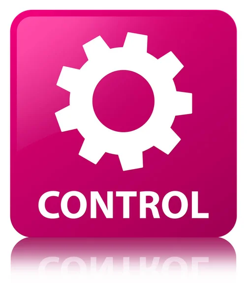 Controle (ícone de configurações) botão quadrado rosa — Fotografia de Stock