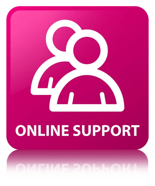 Онлайн поддержка (значок группы) Кнопка розового квадрата — стоковое фото