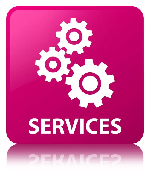 Services (gears icon) pink square button — Stock Photo, Image