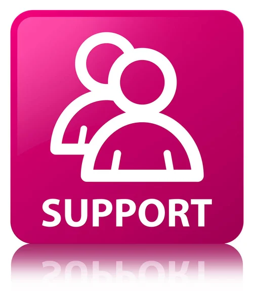 Soporte (icono del grupo) botón cuadrado rosa —  Fotos de Stock