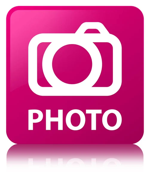 Φωτογραφία (εικονίδιο κάμερας) ροζ τετράγωνο κουμπί — Φωτογραφία Αρχείου