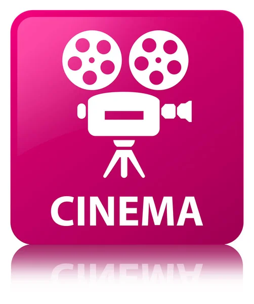 Cinema (icona della videocamera) pulsante quadrato rosa — Foto Stock