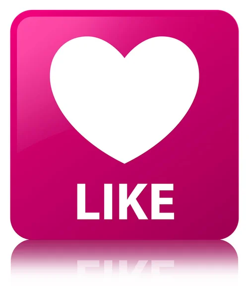 Like (heart icon) pink square button — Stock Photo, Image