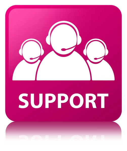 Support (customer care team icon) pink square button — Stock Photo, Image