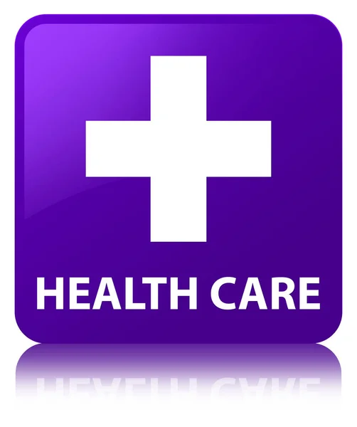 Hälso-och sjukvård (plustecknet) lila fyrkantig knapp — Stockfoto