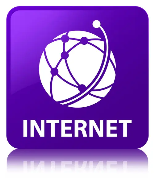 Internet (ícone de rede global) botão quadrado roxo — Fotografia de Stock