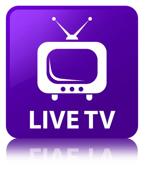 Live tv púrpura botón cuadrado —  Fotos de Stock
