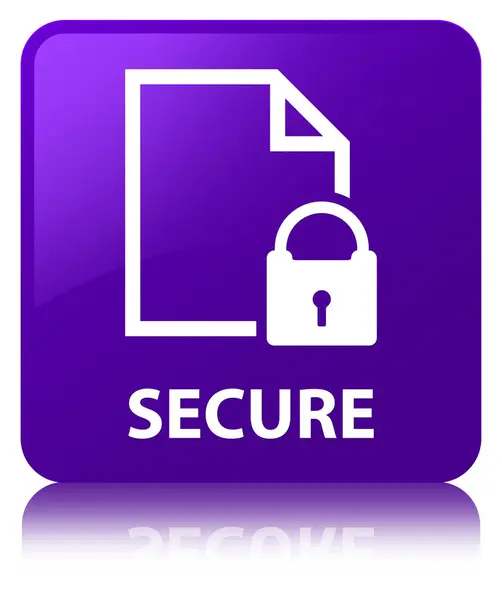 Secure (document page padlock icon) purple square button — Stock Photo, Image