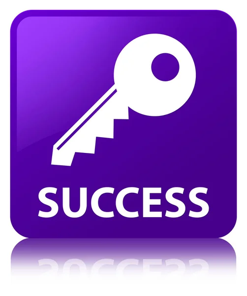 Successo (icona chiave) pulsante quadrato viola — Foto Stock