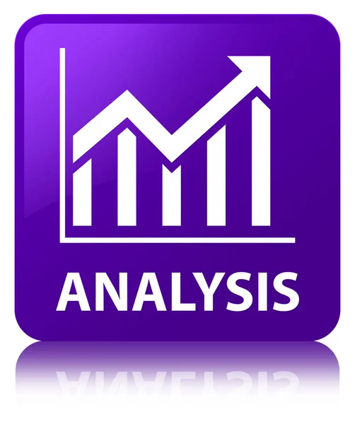 Čtvercové tlačítko analýza (statistika ikonu) fialový — Stock fotografie