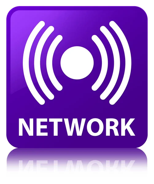 ネットワーク (信号アイコン) 紫正方形ボタン — ストック写真