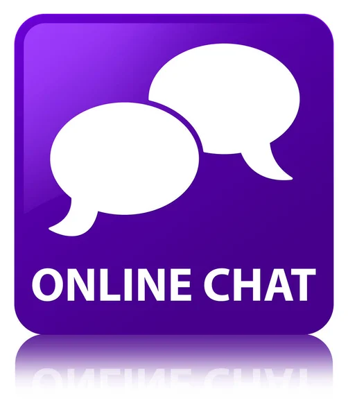 Chat en línea púrpura botón cuadrado — Foto de Stock
