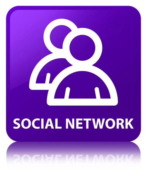 Rede social (ícone de grupo) botão quadrado roxo — Fotografia de Stock