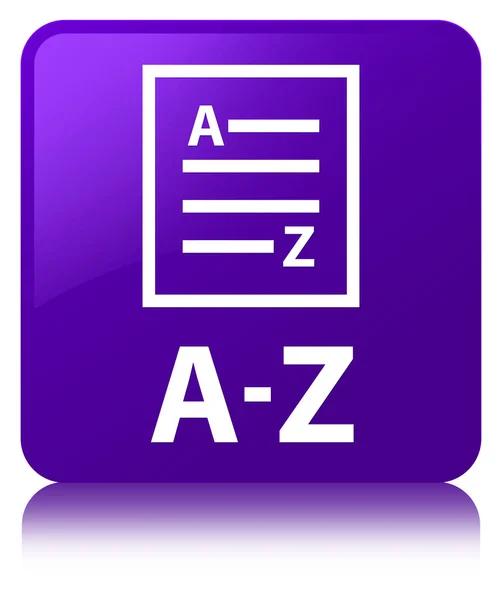 A-Z (ícone de página de lista) botão quadrado roxo — Fotografia de Stock