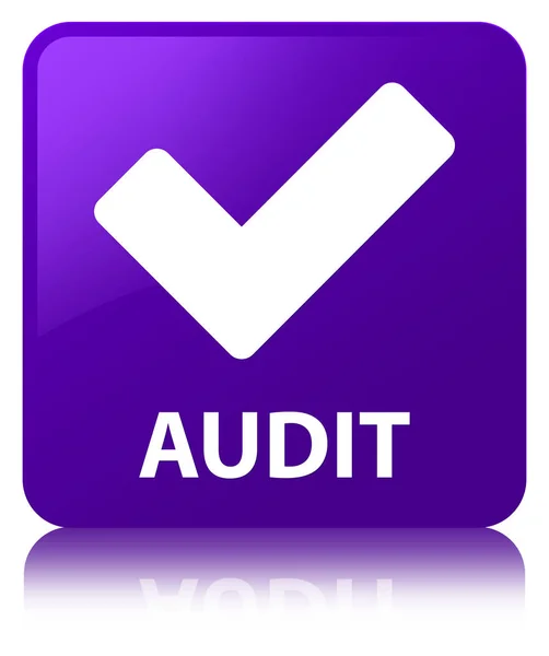 Audit (Symbol validieren) lila quadratische Taste — Stockfoto