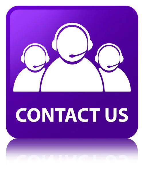 Kontakta oss (customer care team ikon) lila fyrkantig knapp — Stockfoto