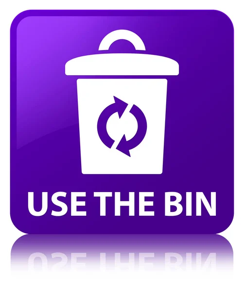 Użyj przycisku kwadrat bin fioletowy — Zdjęcie stockowe