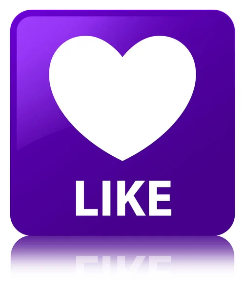 Jako (srdce ikony) fialová čtvercové tlačítko — Stock fotografie