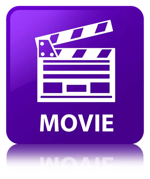 Kwadratowy przycisk Movie (ikona spinacza do kina) fioletowy — Zdjęcie stockowe