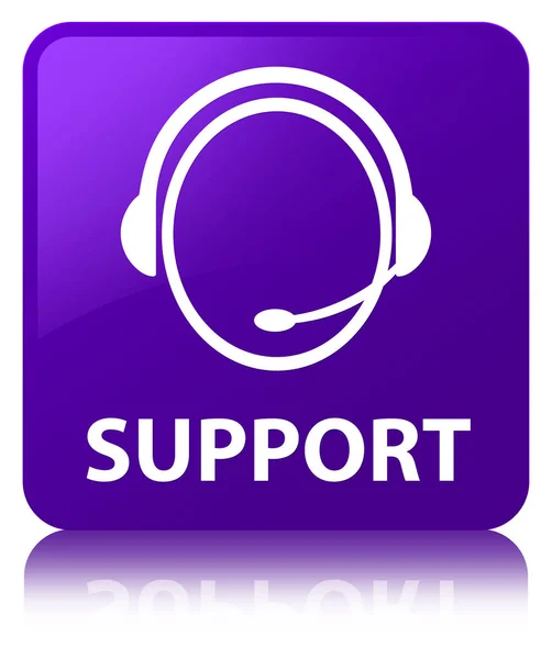 Support (customer care icon) purple square button — Stock Photo, Image