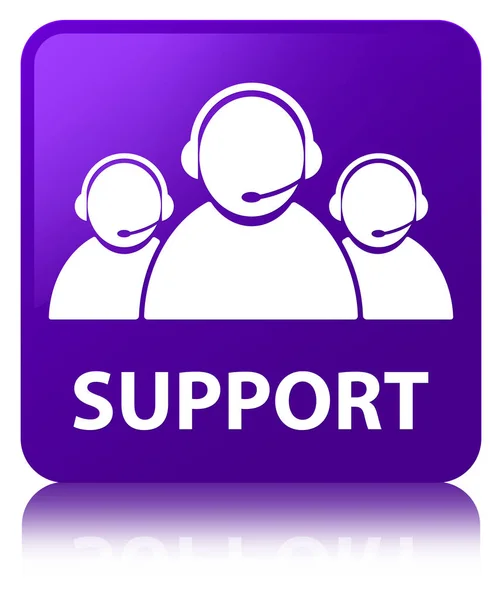 Support (customer care team icon) purple square button — Stock Photo, Image