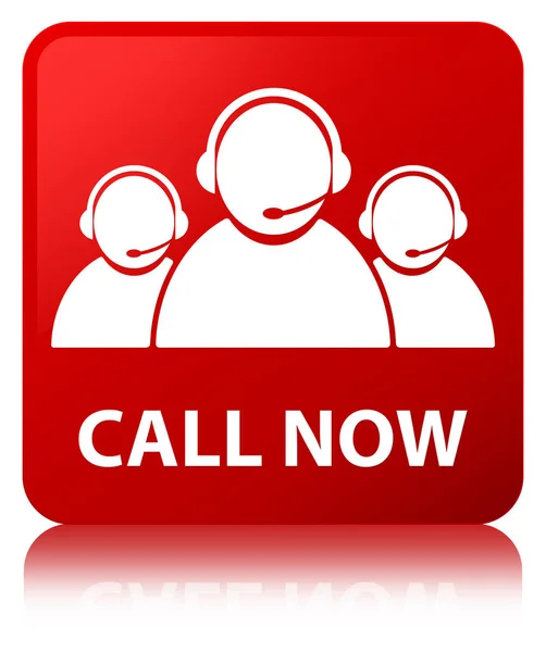 Call now (customer care team icon) red square button — Stock Photo, Image