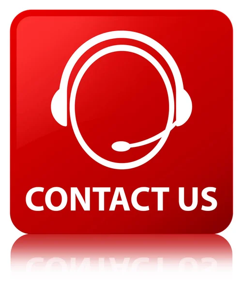 Contacte-nos (ícone de atendimento ao cliente) botão quadrado vermelho — Fotografia de Stock