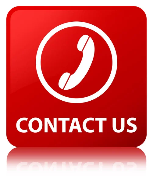 Contact us (phone icon round border) red square button — Stock Photo, Image