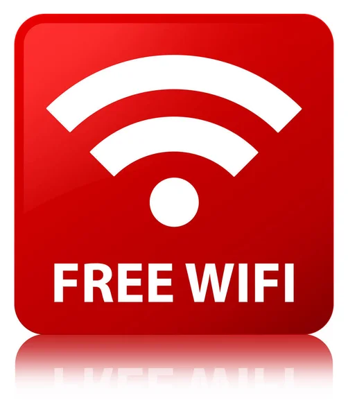 Wifi gratuit bouton carré rouge — Photo