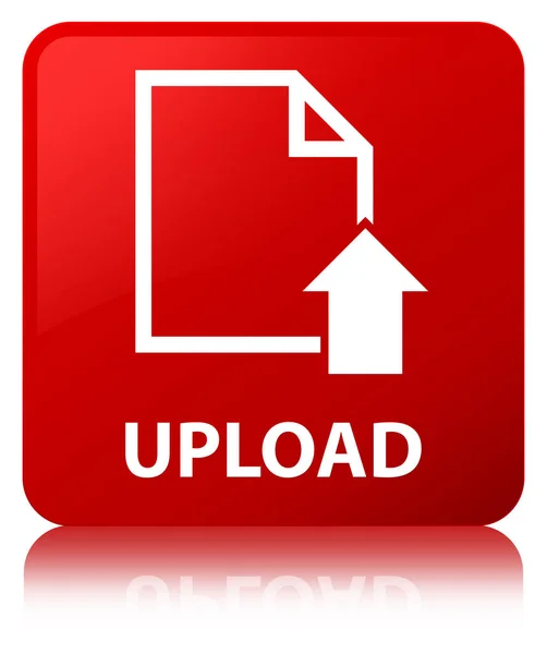 Carregar (ícone do documento) botão quadrado vermelho — Fotografia de Stock