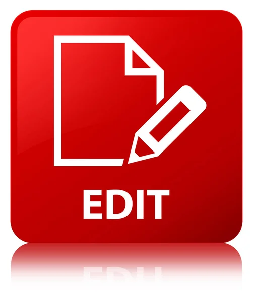 Editar botón cuadrado rojo — Foto de Stock
