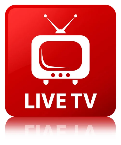 Live TV-röd fyrkantig knapp — Stockfoto