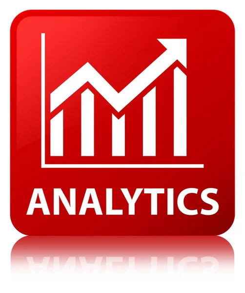 Przycisk czerwony kwadrat Analytics (statystyki ikona) — Zdjęcie stockowe