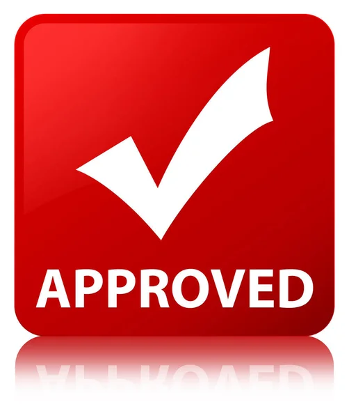 Approved (validate icon) red square button — Stock Photo, Image