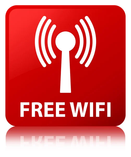 Free wifi (wlan network) red square button — Stock Photo, Image