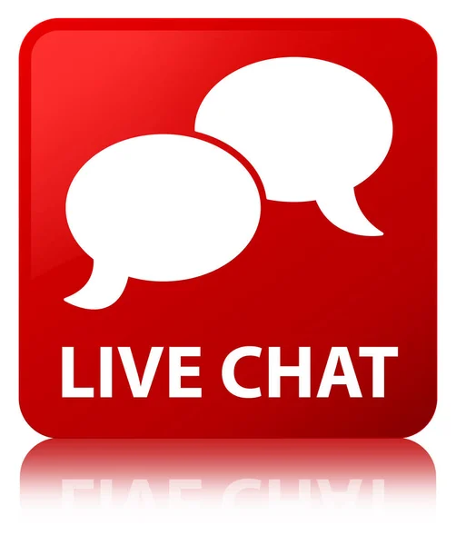 Chat en vivo botón cuadrado rojo — Foto de Stock