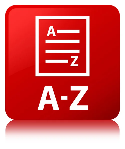 A-Z (icono de la página de lista) botón cuadrado rojo — Foto de Stock