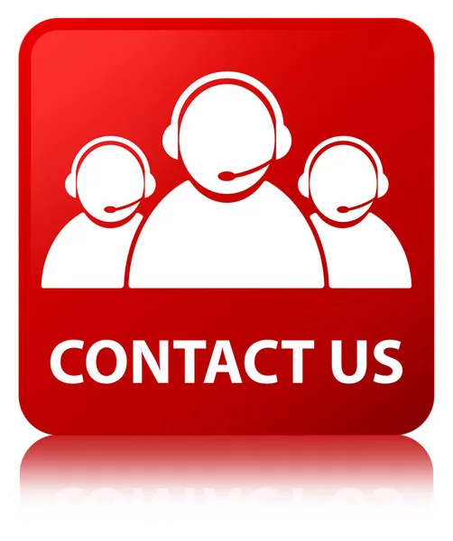 Επικοινωνήστε μαζί μας κουμπί Κόκκινη Πλατεία (εικονίδιο ομάδα φροντίδας πελατών) — Φωτογραφία Αρχείου