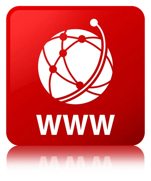 Www (globales Netzwerk-Symbol) roter quadratischer Knopf — Stockfoto