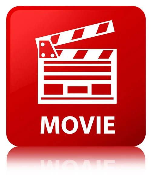 Przycisk czerwony kwadrat Movie (ikona spinacza do kina) — Zdjęcie stockowe