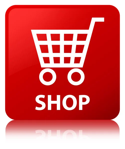 Shop roter quadratischer Knopf — Stockfoto