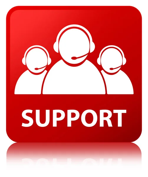 Support (customer care team icon) red square button — Stock Photo, Image