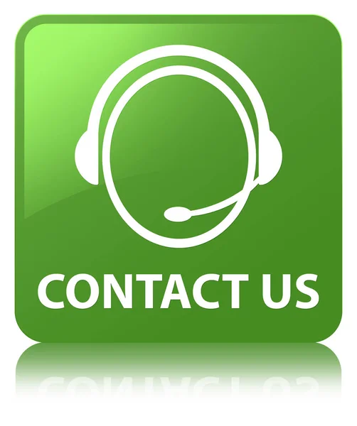 Contattaci (icona del servizio clienti) pulsante quadrato verde morbido — Foto Stock
