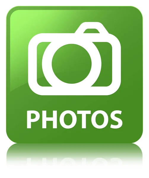 Μαλακό πράσινο τετράγωνο κουμπί φωτογραφίες (εικονίδιο κάμερας) — Φωτογραφία Αρχείου