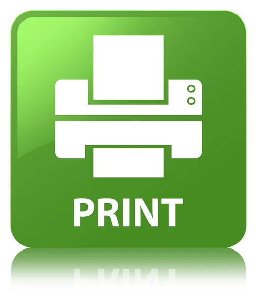 Měkký zelený čtvercové tlačítko Tisk (ikona tiskárny) — Stock fotografie
