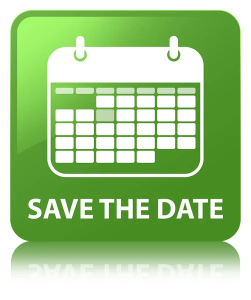 Save the date soft green square button — Stock Photo, Image