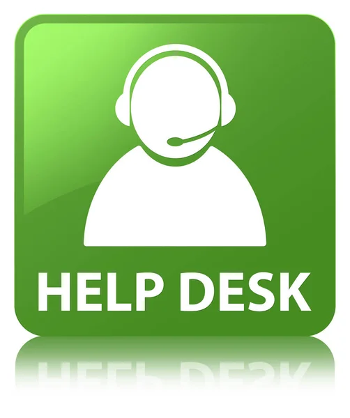 Довідковий стіл (піктограма догляду за клієнтами) м'яка зелена квадратна кнопка — стокове фото
