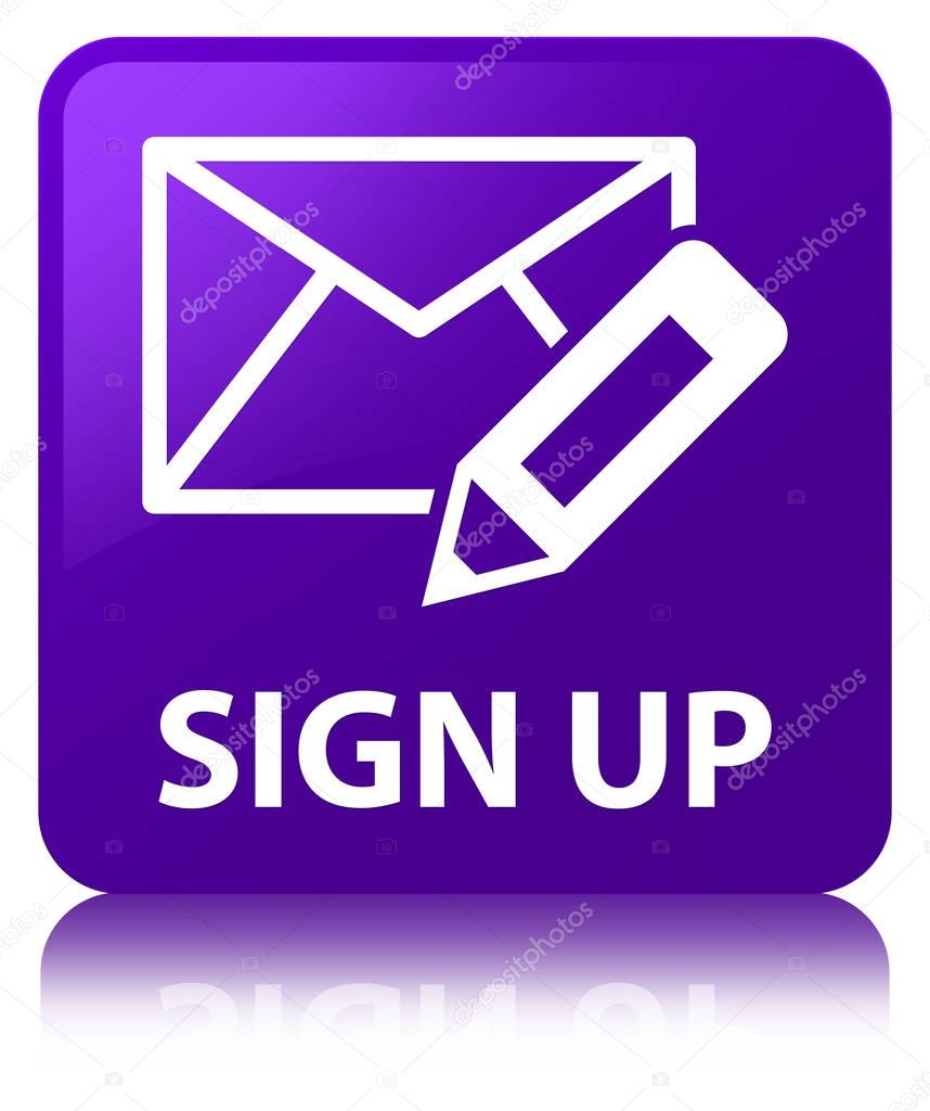 Sign up (edit mail icon) purple square button