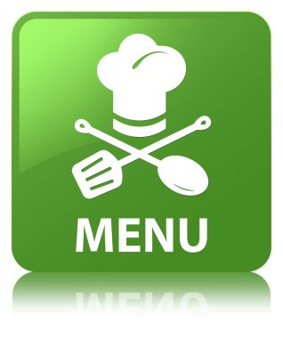 Menü (Restoran simgesi) yumuşak yeşil kare düğme