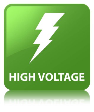 Yüksek gerilim (elektrik simgesi) yumuşak yeşil kare düğme